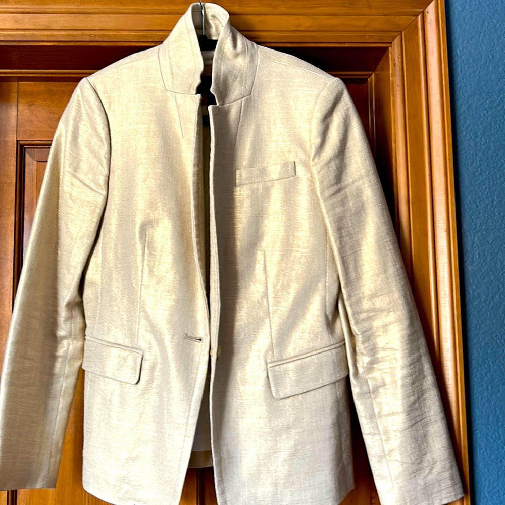 J crew gold linen metallic blazer, worn once size 6
